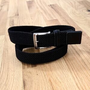 Black Men's 2XL stretch braided leather accent dress belt